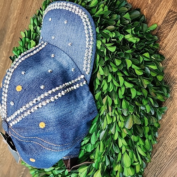 Olivia & Kate Denim Sequined Bling Ball Cap New With Tag - Picture 4 of 6